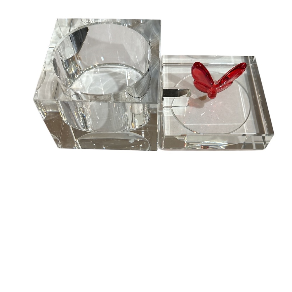 Transparent Honey Box with Red Butterfly Detail